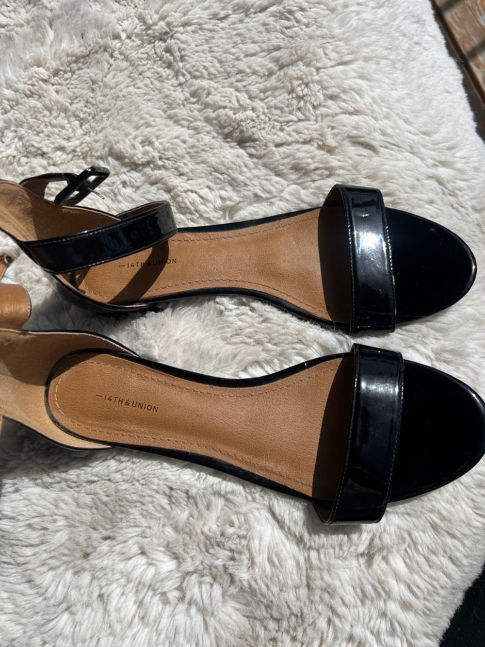 14th & Union Black Patent Open-Toe Ankle-Strap Heels - Picture 5 of 8